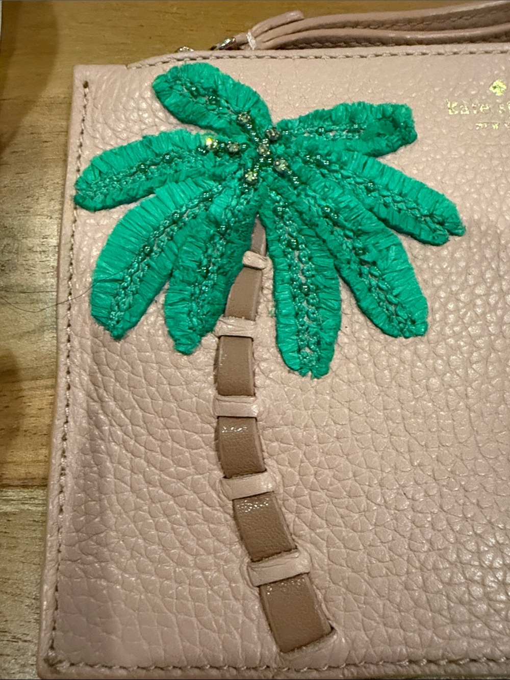 NWT Kate Spade On Purpose Embellished Palm Mini Leather Wristlet - Picture 3 of 5